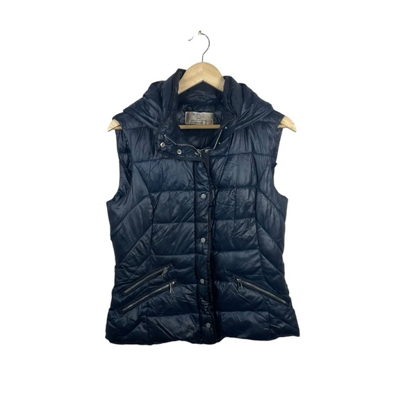 Zara Trafaluc Women’s Hooded Puffer Vest in Navy Size M - Picture 1 of 10